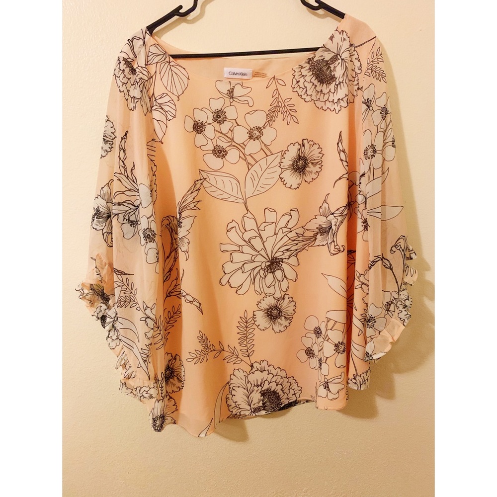Calvin Klein Peach Floral Blouse